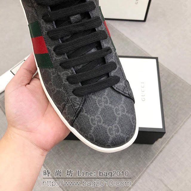 GUCCI男鞋 最高版本 古奇18Fw New Ace字母logo魔術貼高幫男鞋 古馳休閒男板鞋 Gucci系帶高幫鞋  hdnx1345